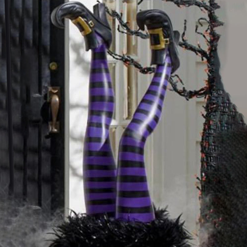 Add a spooky twist to your Halloween décor with these Fun Halloween Upside Down Witch Legs! Perfect for creating a cheeky, eye-catching display, these legs look like a witch has crash-landed into your lawn or porch.