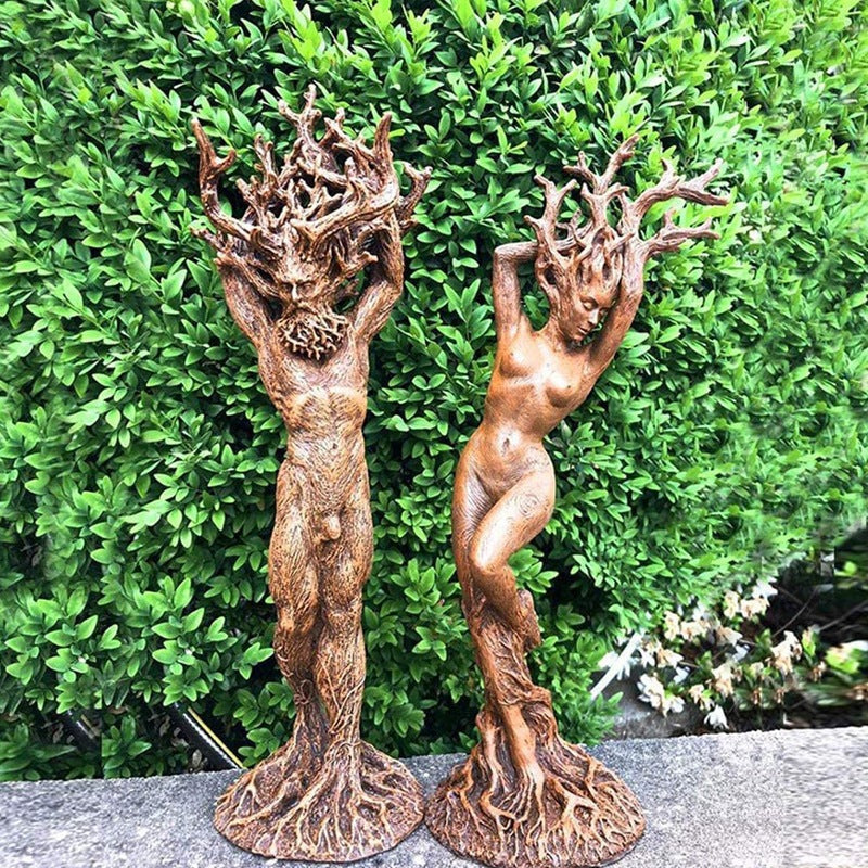 Bring the enchantment of the forest into your home with our Forest God and Tree Goddess statue made of durable resin. Hand-crafted with intricate details, this statue will add a mystical touch to any room. Perfect for nature lovers, this statue is a must-have addition to your decor.