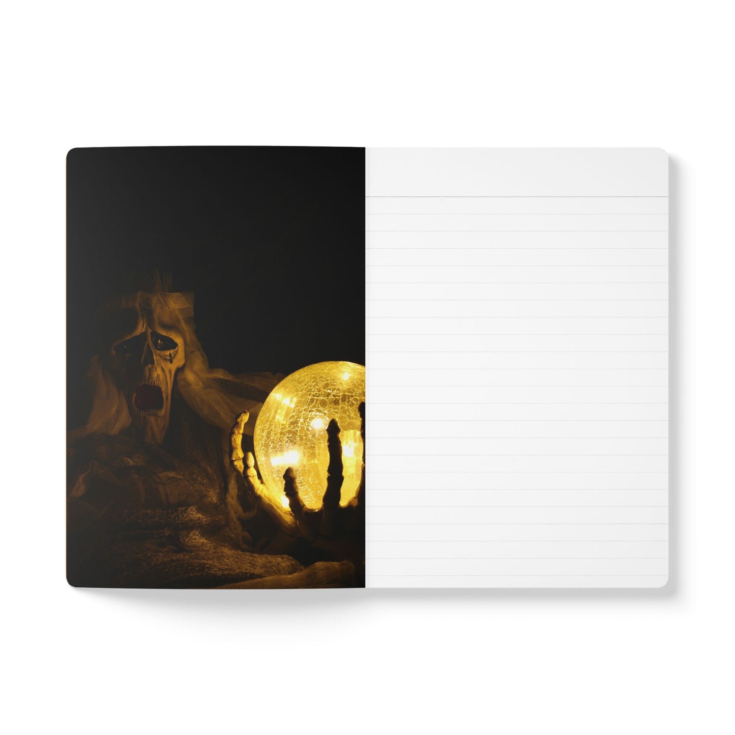 Glowing sphere held by a hand with a dark background and white border