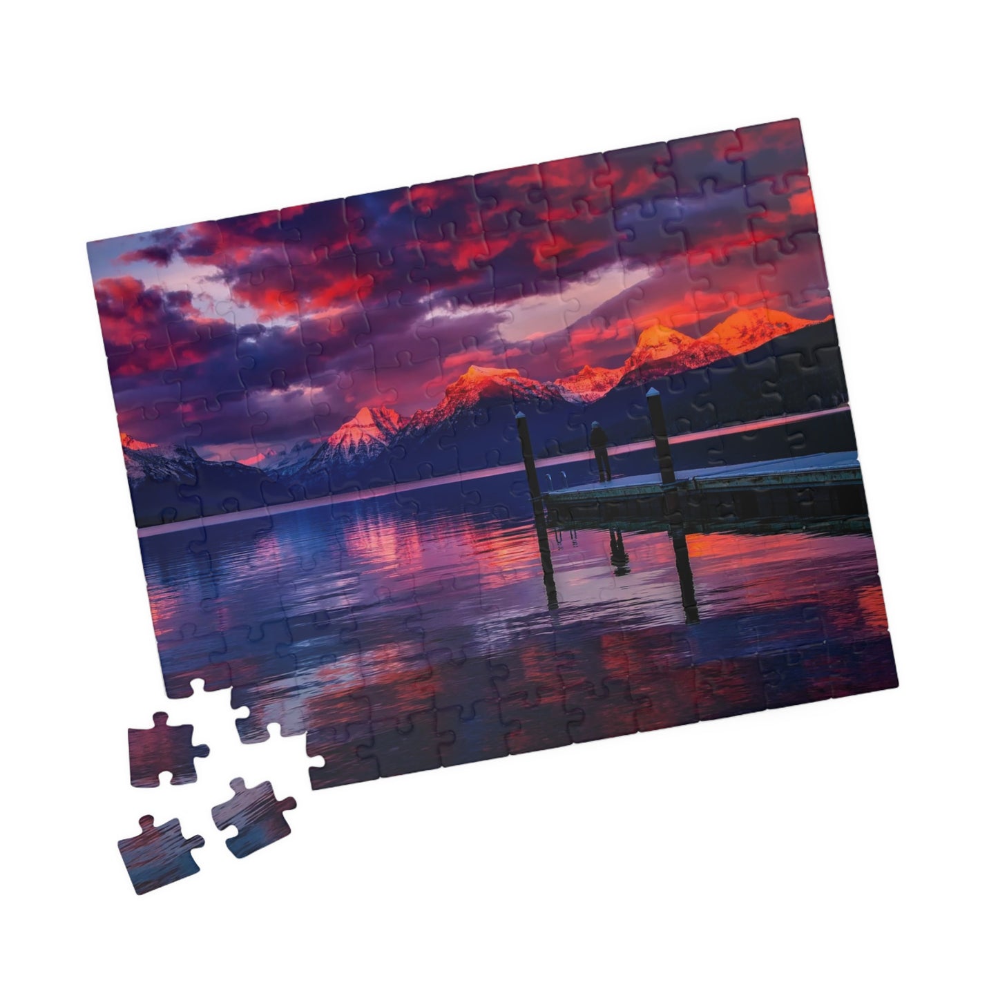 Pink Sunset at the Lake Puzzle - 110 to 1014 Pieces