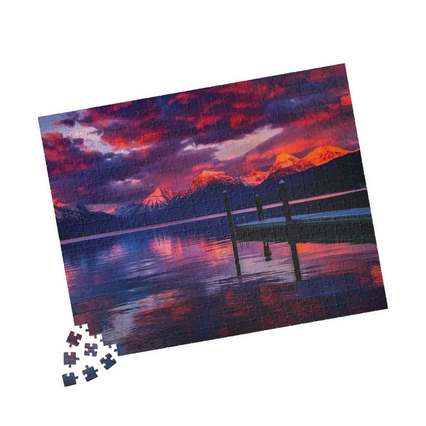 Pink Sunset at the Lake Puzzle - 110 to 1014 Pieces
