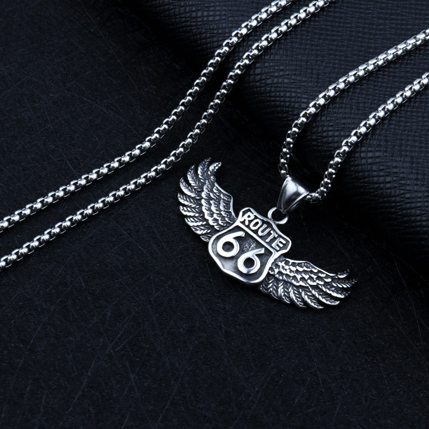 Fuel your wanderlust with the Route 66 Titanium necklace. Made from durable titanium, this necklace is perfect for those who love to travel and embrace new adventures. With its iconic design and strength, it's the perfect accessory to add to your collection. Let the road lead you with this necklace.