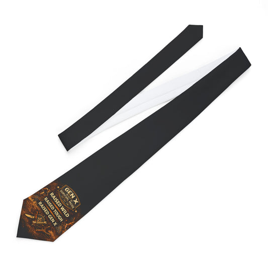 Gen X Survivor Raised Wild Raised Tough Slim Satin Finish Necktie