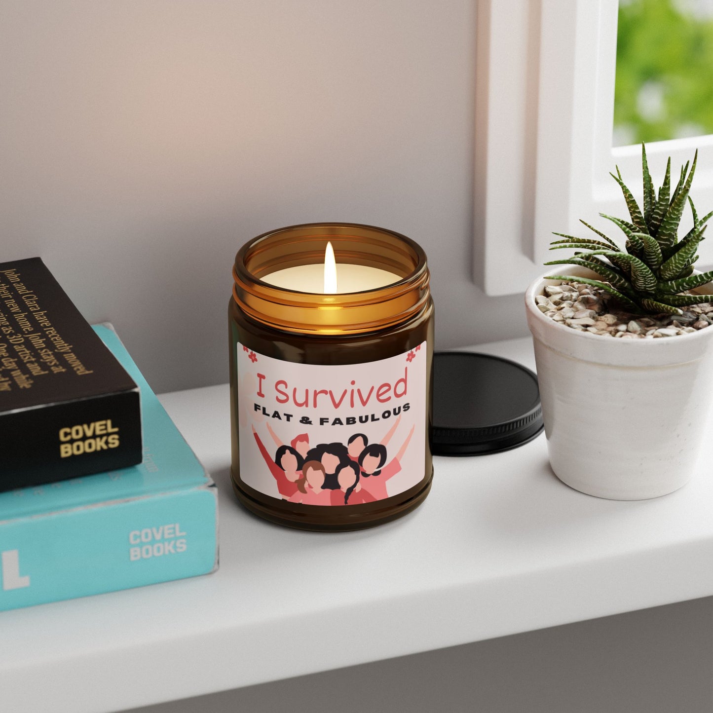 Find tranquil relaxation with I Survived Flat & Fabulous Scented Soy Candles. Filled with a calming scent and made from natural soy, these candles are perfect for unwinding after a stressful day. Let the gentle flicker of the flame melt your worries away.
