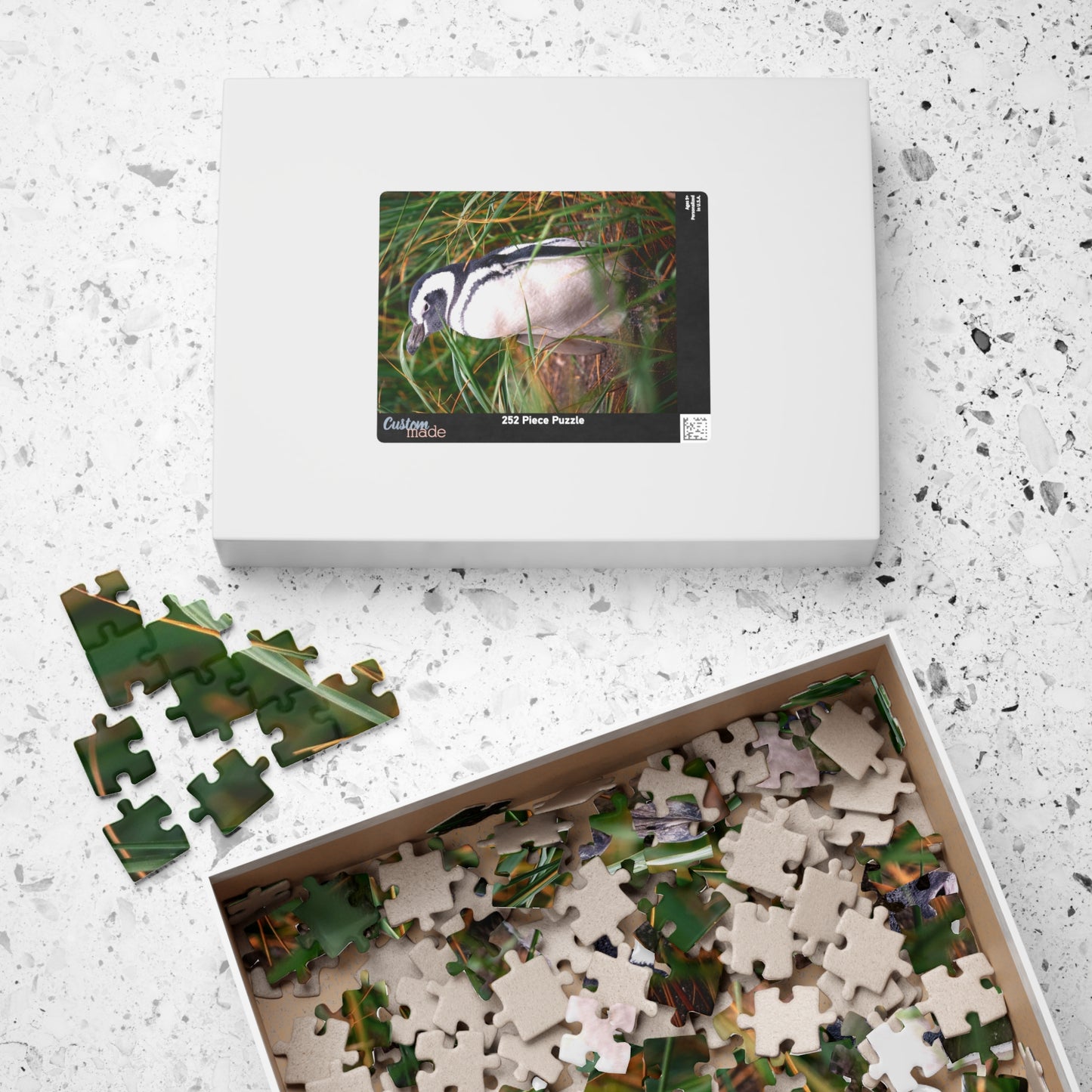 Get lost in the waddling world of our Penguin in The Reeds Puzzle! With 110 to 1014 pieces, this puzzle features a playful penguin hidden among the reeds. Unwind while piecing together this quirky and fun puzzle.