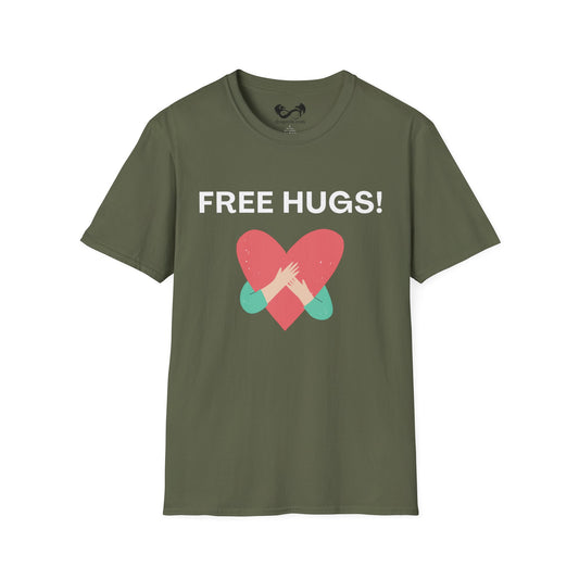 Express kindness effortlessly with our Free Hugs Dark T-Shirts. Designed for comfort and style, these shirts invite connection and spread warmth wherever you go. The dark shade complements any outfit, making it easy to wear while sharing a simple message of support and care.