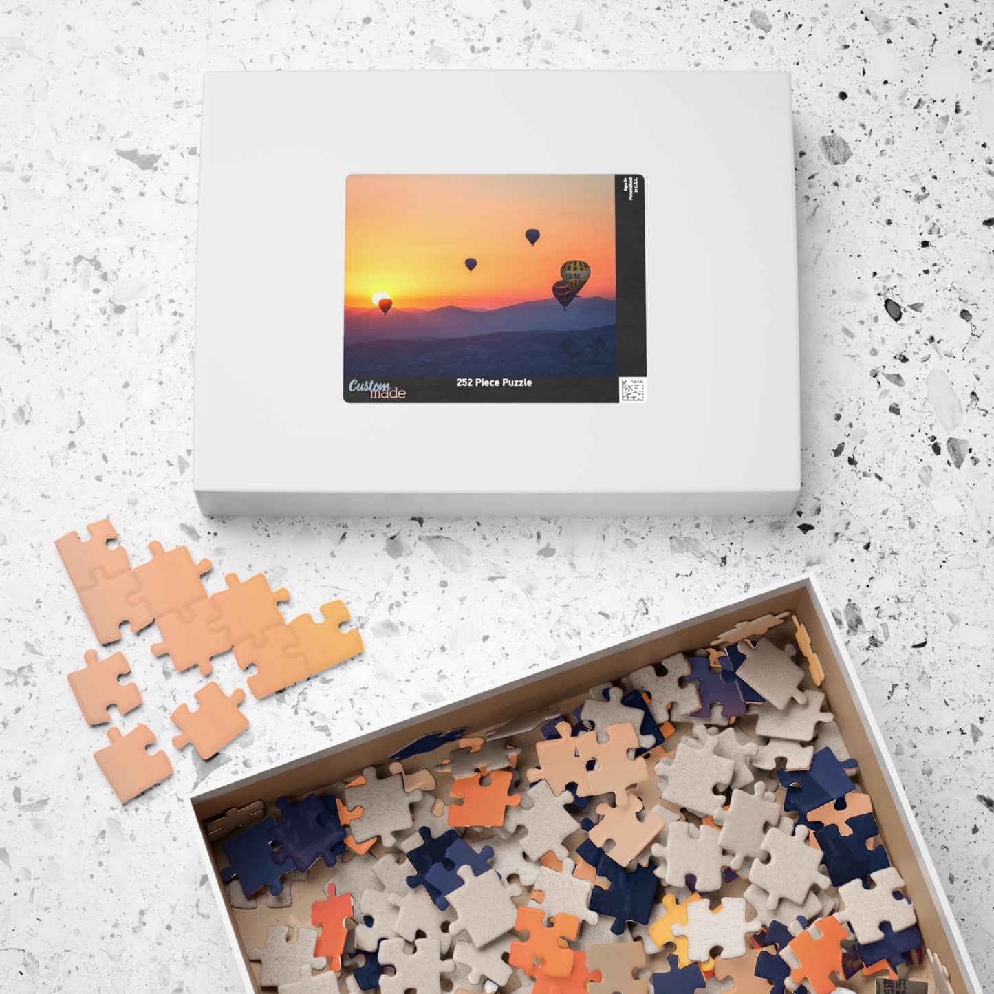 Embark on a journey through the sky with our Hot Air Balloons at Sunset Puzzle. With 110 to 1014 pieces, this puzzle will challenge your mind and soothe your soul. Take in the stunning artistry of the colorful hot air balloons against the dramatic sunset backdrop.