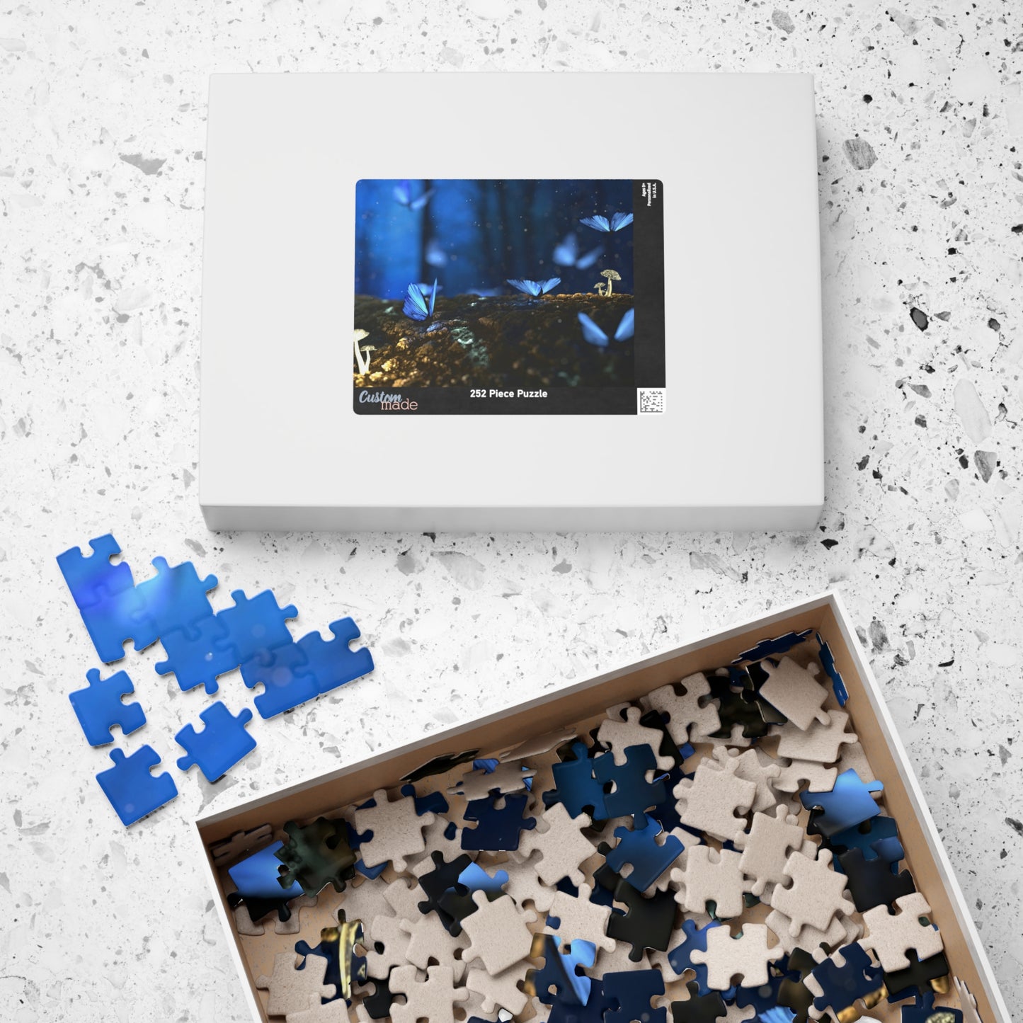 Indulge in the magical world of nature with our Glowing Mushrooms Blue Butterflies Puzzle. Designed with intricate details of glowing mushrooms and blue butterflies, this puzzle will transport you to a whimsical wonderland. Choose from 110 to 1014 pieces for a challenging yet relaxing experience. Perfect for any puzzle enthusiast looking for a touch of luxury in their leisure time.