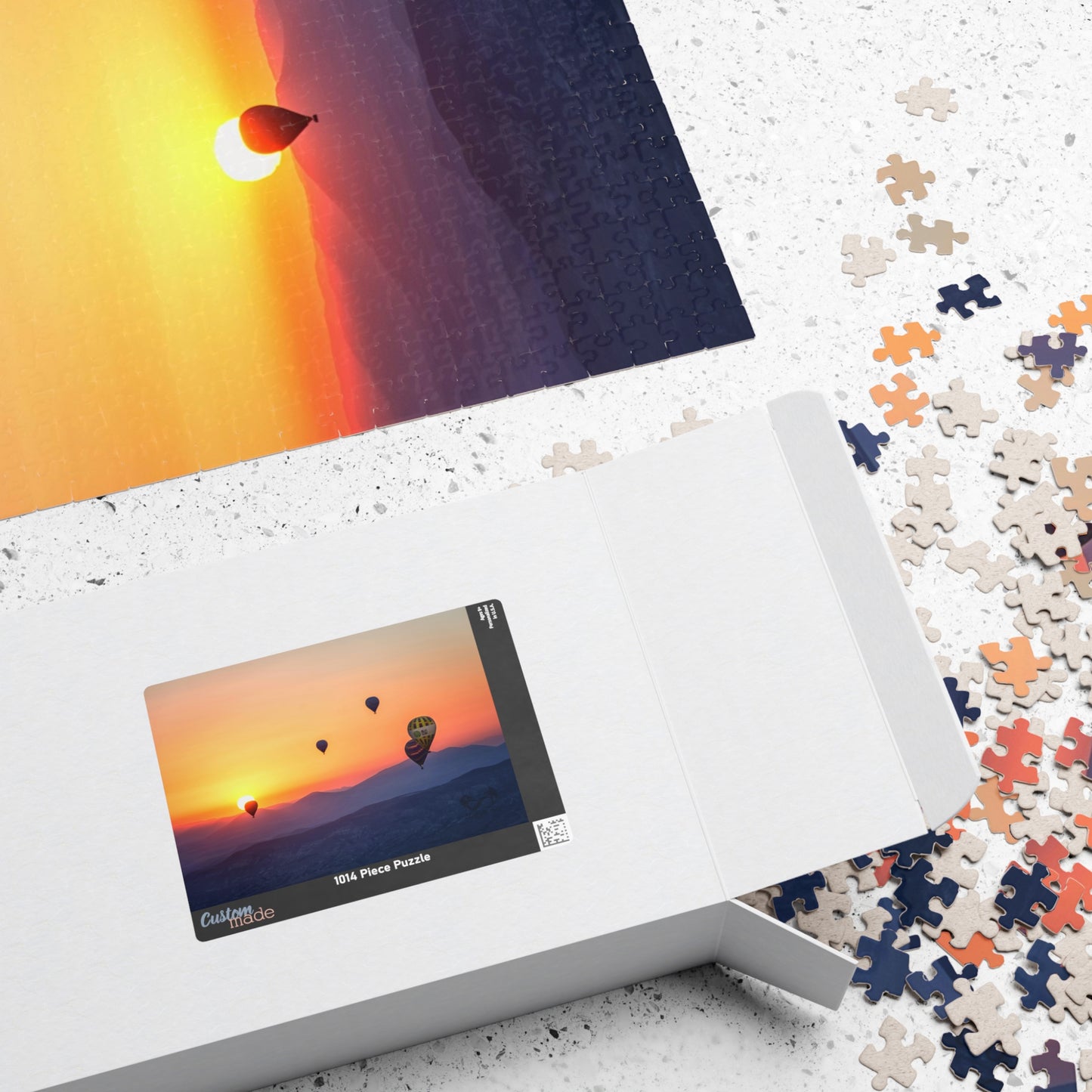 Embark on a journey through the sky with our Hot Air Balloons at Sunset Puzzle. With 110 to 1014 pieces, this puzzle will challenge your mind and soothe your soul. Take in the stunning artistry of the colorful hot air balloons against the dramatic sunset backdrop.