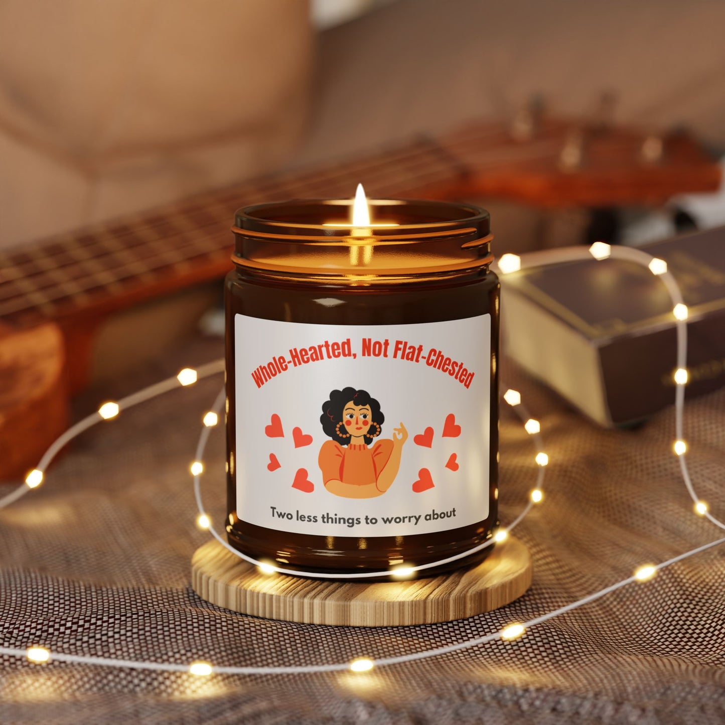 Show your support with the Whole Hearted Not Flat Chested Cancer Support Scented Soy Candles. Crafted from natural soy wax, these candles offer a comforting aroma while raising awareness and solidarity for cancer fighters.