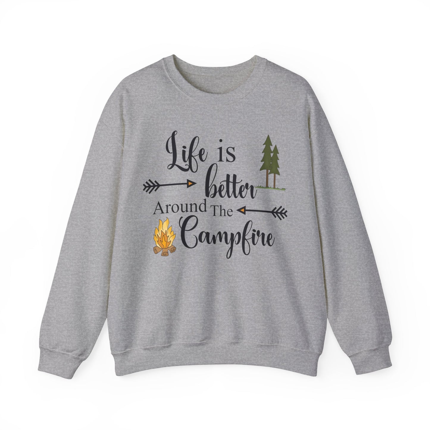 Experience the comforting warmth and camaraderie of a cozy campfire with our Life is Better Around the Campfire sweatshirt. Made with heavy blend fabric, it's perfect for cool evenings spent in the great outdoors. Get yours now and make every camping trip even more memorable!