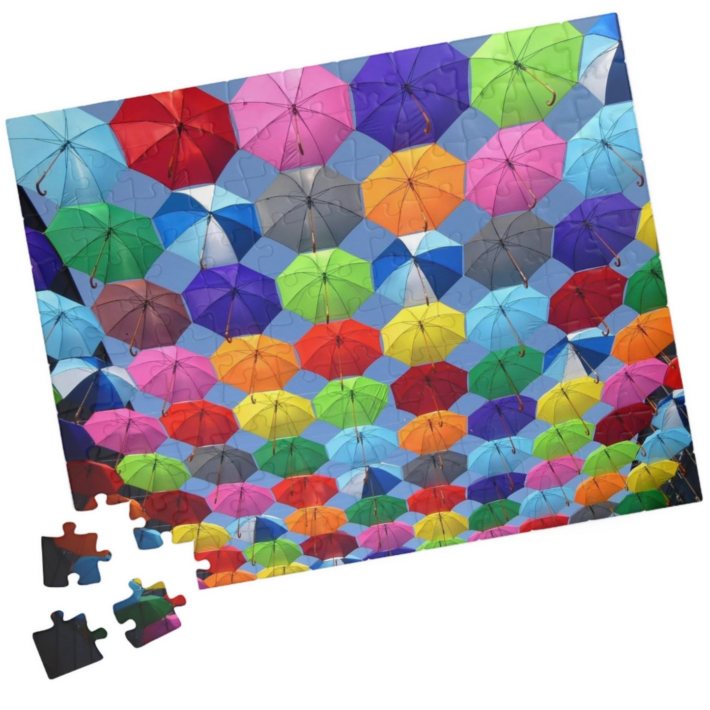 Piece together fun on rainy days with our quirky Colorful Umbrella's Puzzle! With 110 to 1014 pieces, this puzzle will keep you entertained for hours. Perfect for all ages, this colorful puzzle makes for a great addition to your rainy day activities.