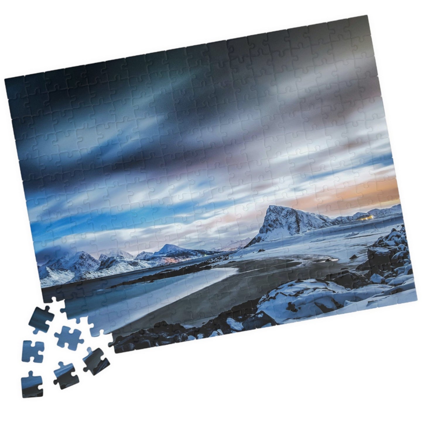 Indulge in the ultimate luxury with our Frozen Mountain Lake Puzzle. With 110 to 1014 pieces, this puzzle features a breathtaking mountain lake scene that will transport you to a serene world of nature. Perfect for challenging your mind and creating a stunning piece of art.