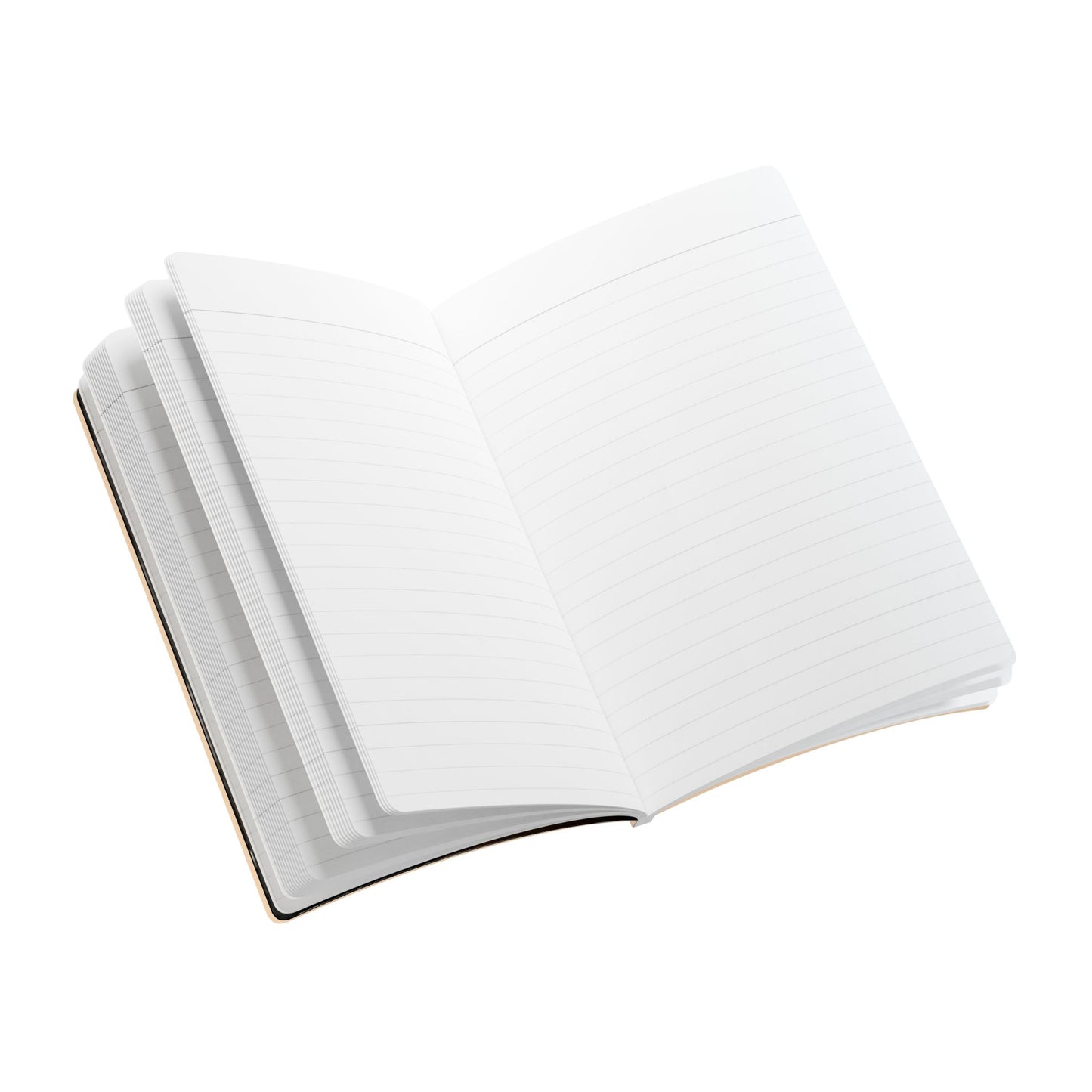 Open book with blank pages on a white background