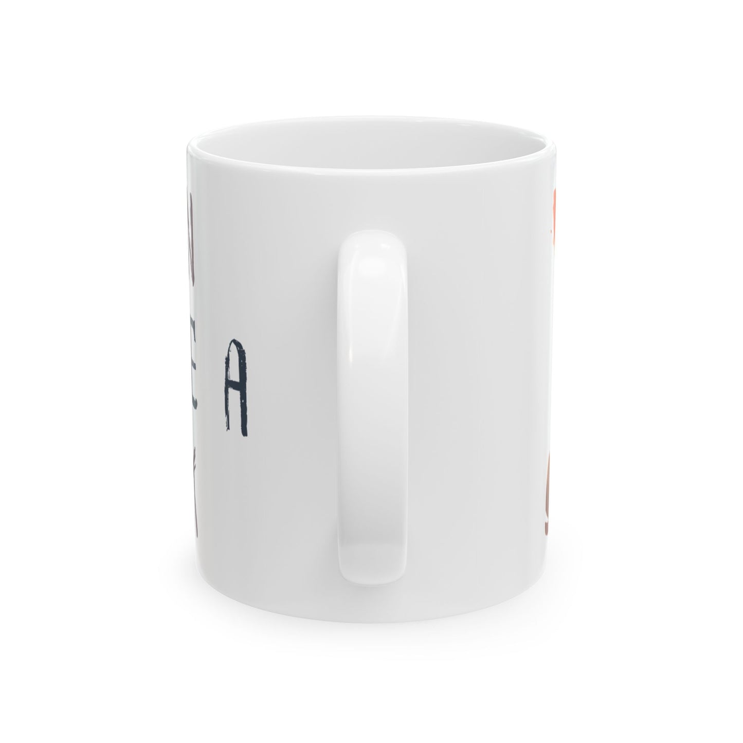White mug with a handle on a white background