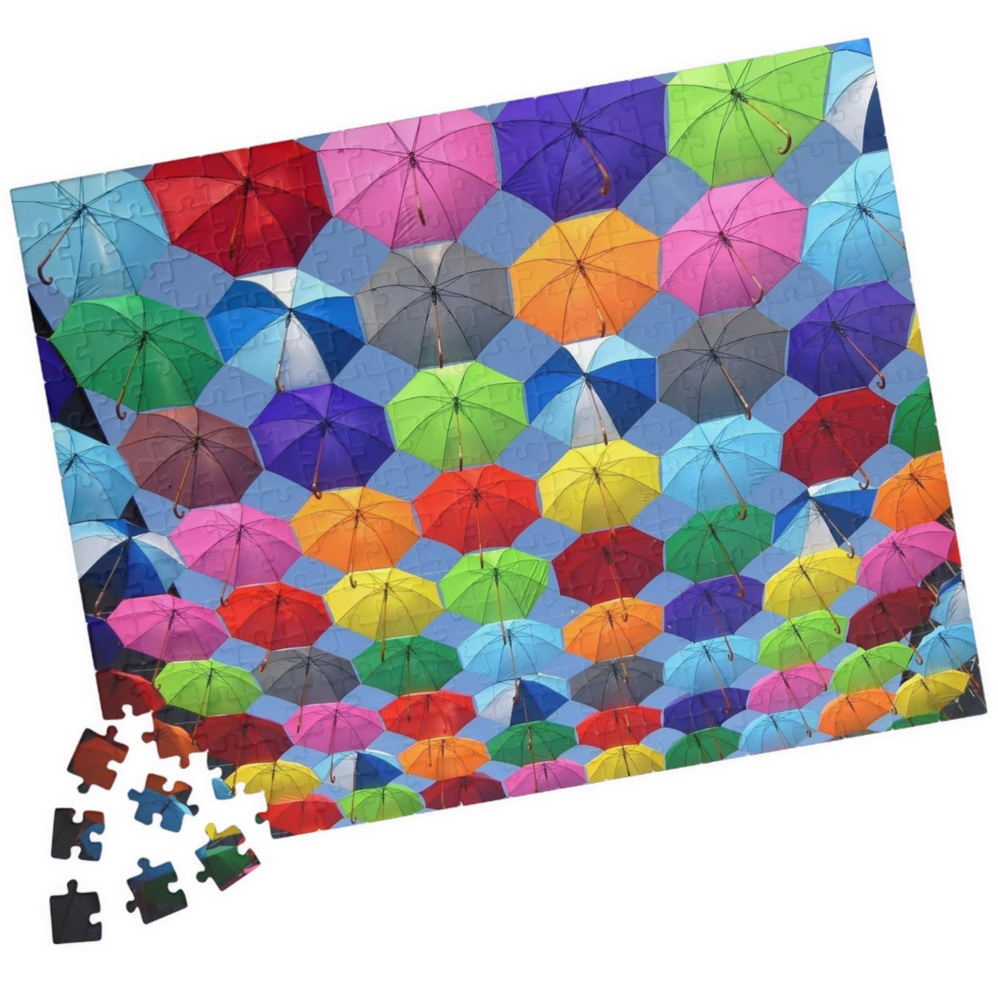 Piece together fun on rainy days with our quirky Colorful Umbrella's Puzzle! With 110 to 1014 pieces, this puzzle will keep you entertained for hours. Perfect for all ages, this colorful puzzle makes for a great addition to your rainy day activities.