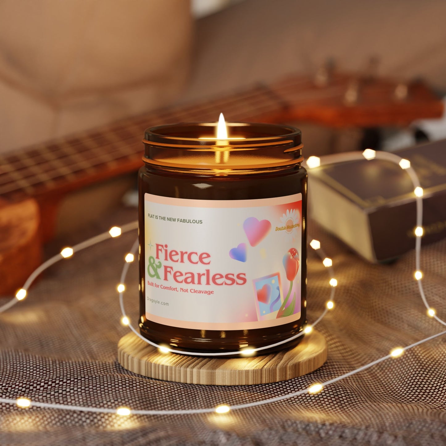 Transform your ambiance with our Fierce & Fearless Scented Soy Candles. Made with high-quality soy wax, these candles emit a strong and bold fragrance that will fill your space with confidence and fearlessness. Elevate your mood and surroundings with each burn.