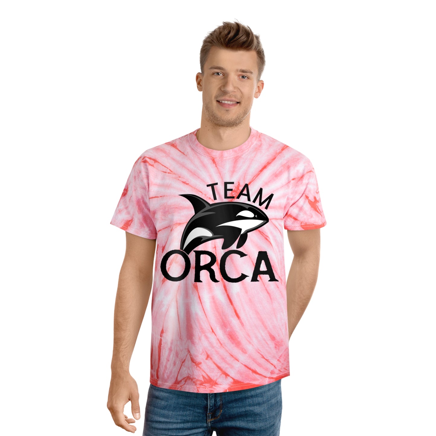 Get your groovy mojo back with this custom Team Orca tie-dye tee shirt. For stylish, laid-back appearances, this t-shirt is made with 100% pre-shrunk cotton for total softness, and features a cyclone pattern straight from the 60s.