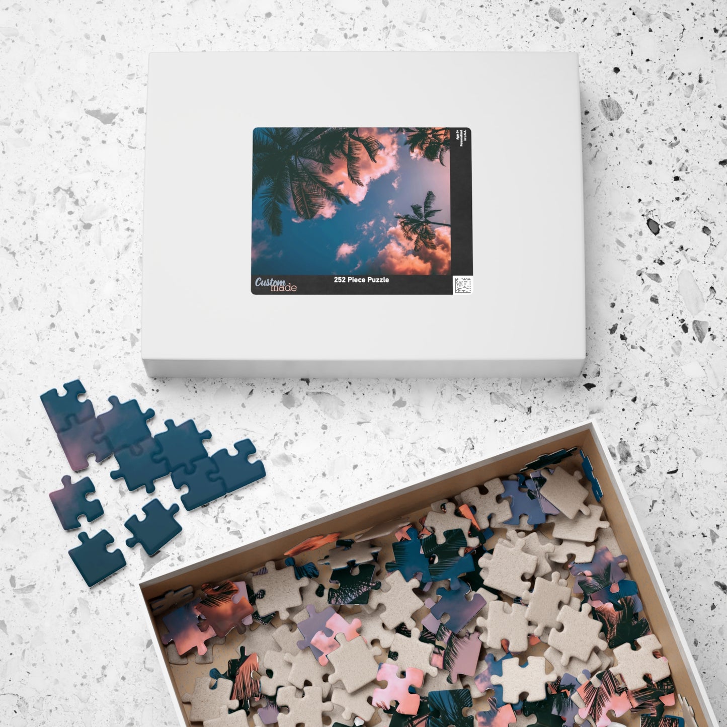 Indulge in the ultimate luxury puzzle experience with our Pink Clouds Palm Trees Puzzle. With 110 to 1014 pieces, this puzzle features a dreamy pink sky and lush palm trees, transporting you to a world of relaxation. Perfect for both puzzle enthusiasts and art lovers, this puzzle is a must-have for your collection.