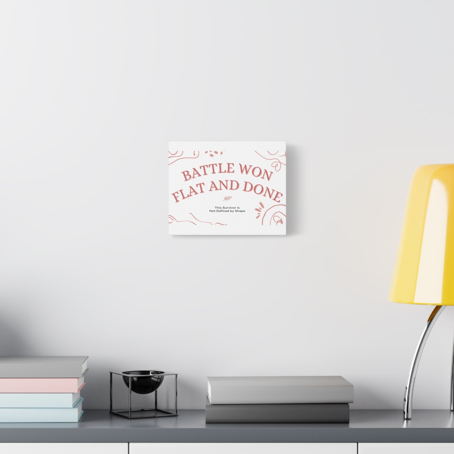 Transform your space with this stunning Matte Canvas, Stretched 1.25" masterpiece. The uplifting and empowering message, "Battle Won Flat and Done," resonates deeply, making it perfect for anyone who cherishes strength and resilience.