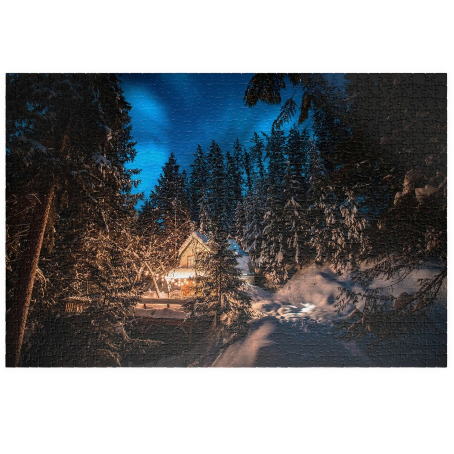 Experience the tranquility and beauty of nature with our Secluded Mountain Cabin Puzzle. With 110 to 1014 pieces, this puzzle offers a challenging and rewarding activity for puzzle enthusiasts. Piece by piece, reveal the serene mountain scenery and escape to your very own secluded cabin. Perfect for those seeking a peaceful escape from the busy world.