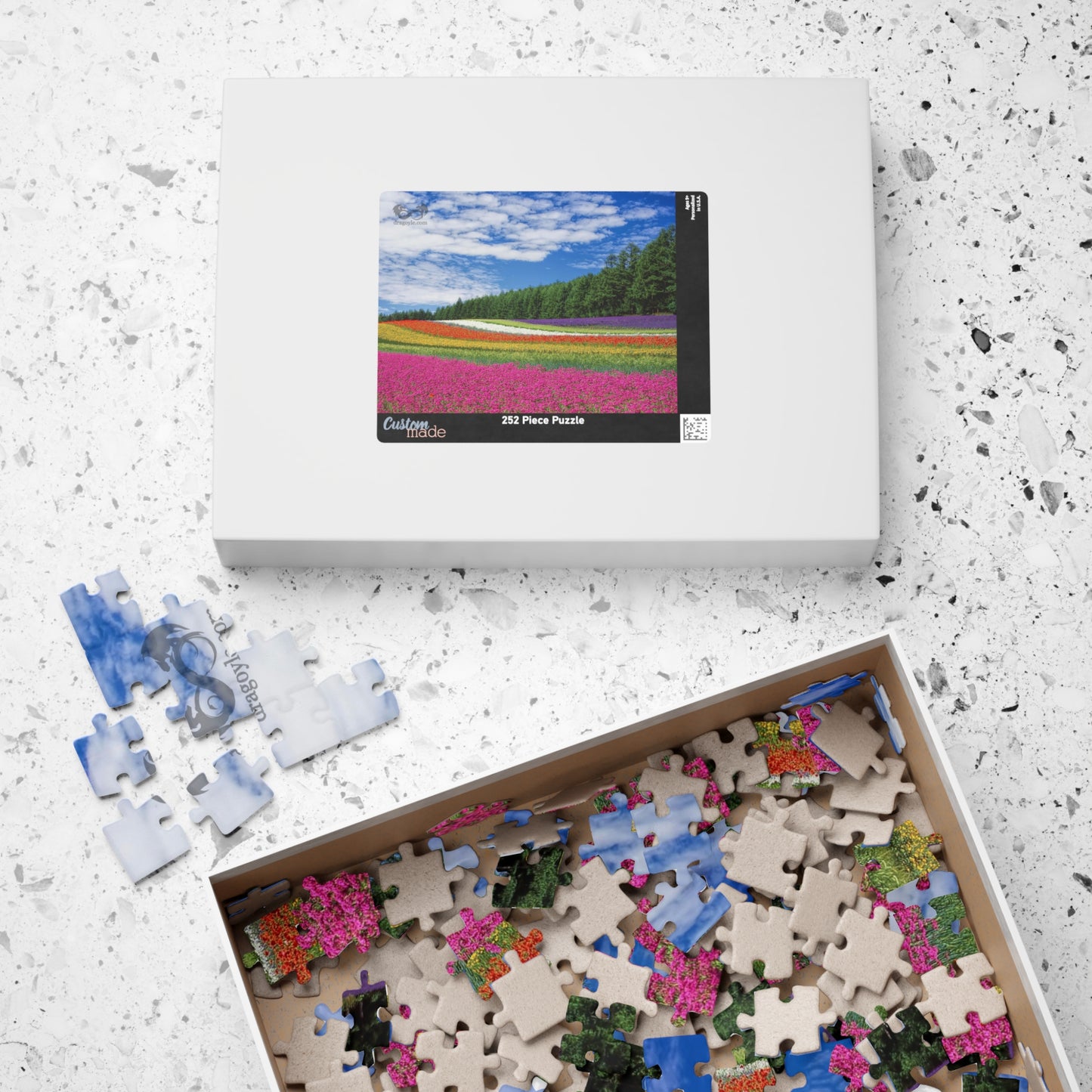 Experience the vibrant beauty of the Rainbow Colored Fields Puzzle! With 110 to 1014 pieces, this puzzle offers both a challenging and relaxing activity. As each piece falls into place, watch the mesmerizing colors come together to create a stunning landscape.