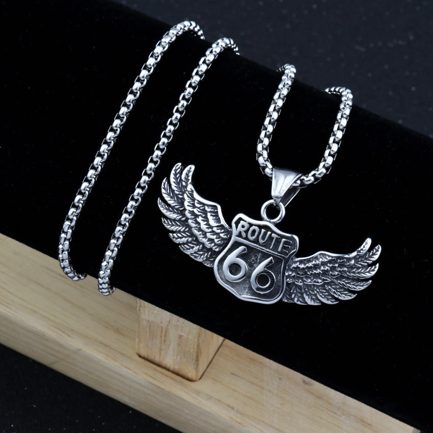 Fuel your wanderlust with the Route 66 Titanium necklace. Made from durable titanium, this necklace is perfect for those who love to travel and embrace new adventures. With its iconic design and strength, it's the perfect accessory to add to your collection. Let the road lead you with this necklace.