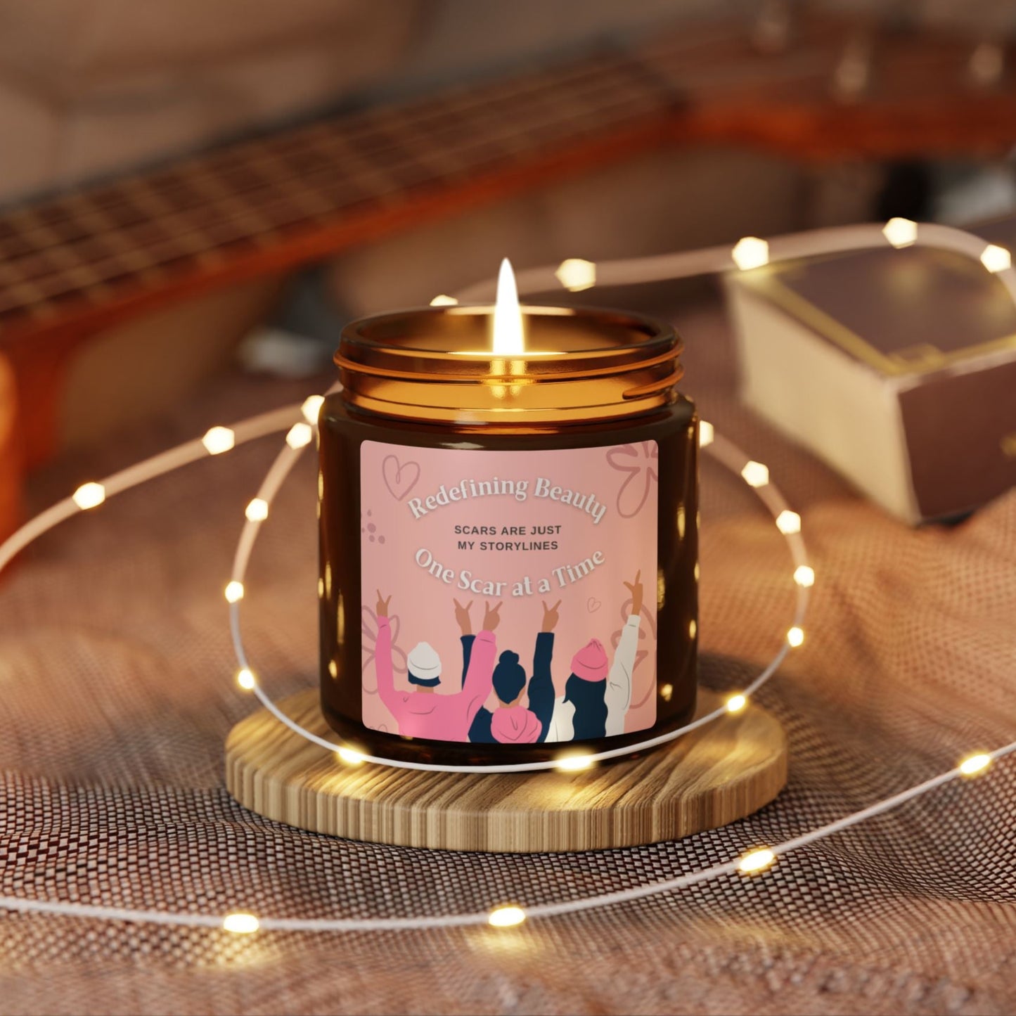 Transform your space with the comforting aroma of our Scars Are Just My Storyline Scented Soy Candles. Made from high-quality soy wax, our candles are carefully crafted to provide a long-lasting burn and fill your home with a warm, soothing fragrance. Embrace your Cancer story and relax with our unique candle blend.