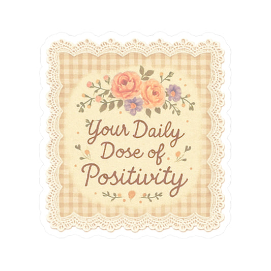 Decorative card with flowers and 'Your Daily Dose of Positivity' text on a checkered background