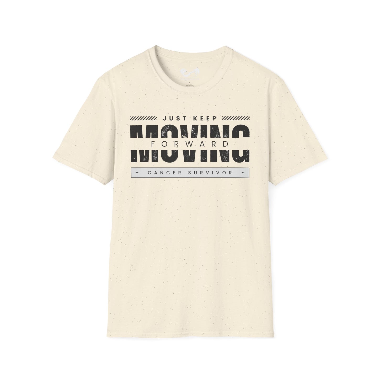 This unisex t-shirt is a canvas for self-expression, crafted for those who embrace resilience. With the phrase "Just Keep Moving Forward - Cancer Survivor" emblazoned across the chest, it celebrates strength and spirit.