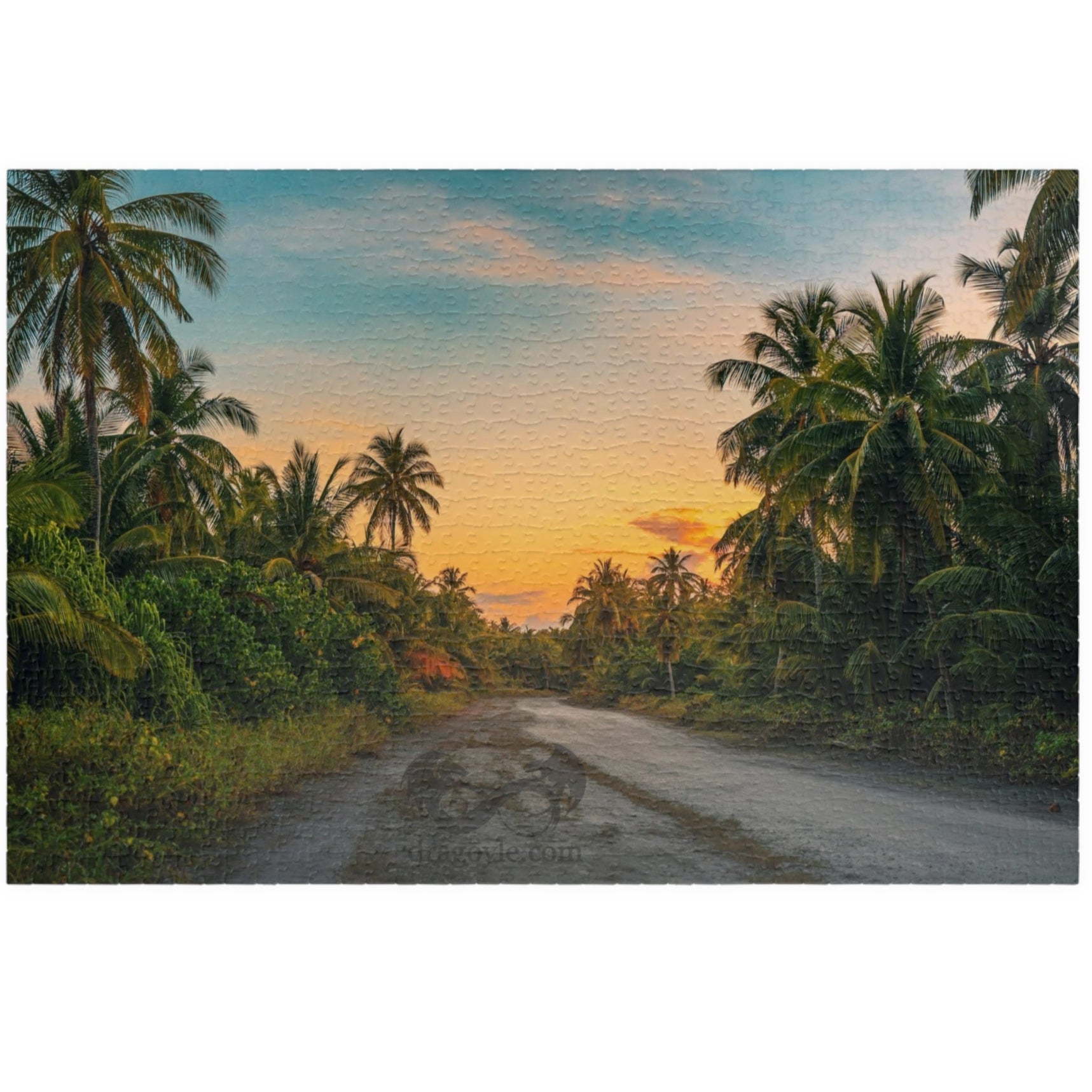 Experience the breathtaking beauty of a tropical landscape at dusk with this stunning puzzle. Featuring 110 to 1014 pieces, this puzzle will challenge your mind while transporting you to a peaceful oasis.