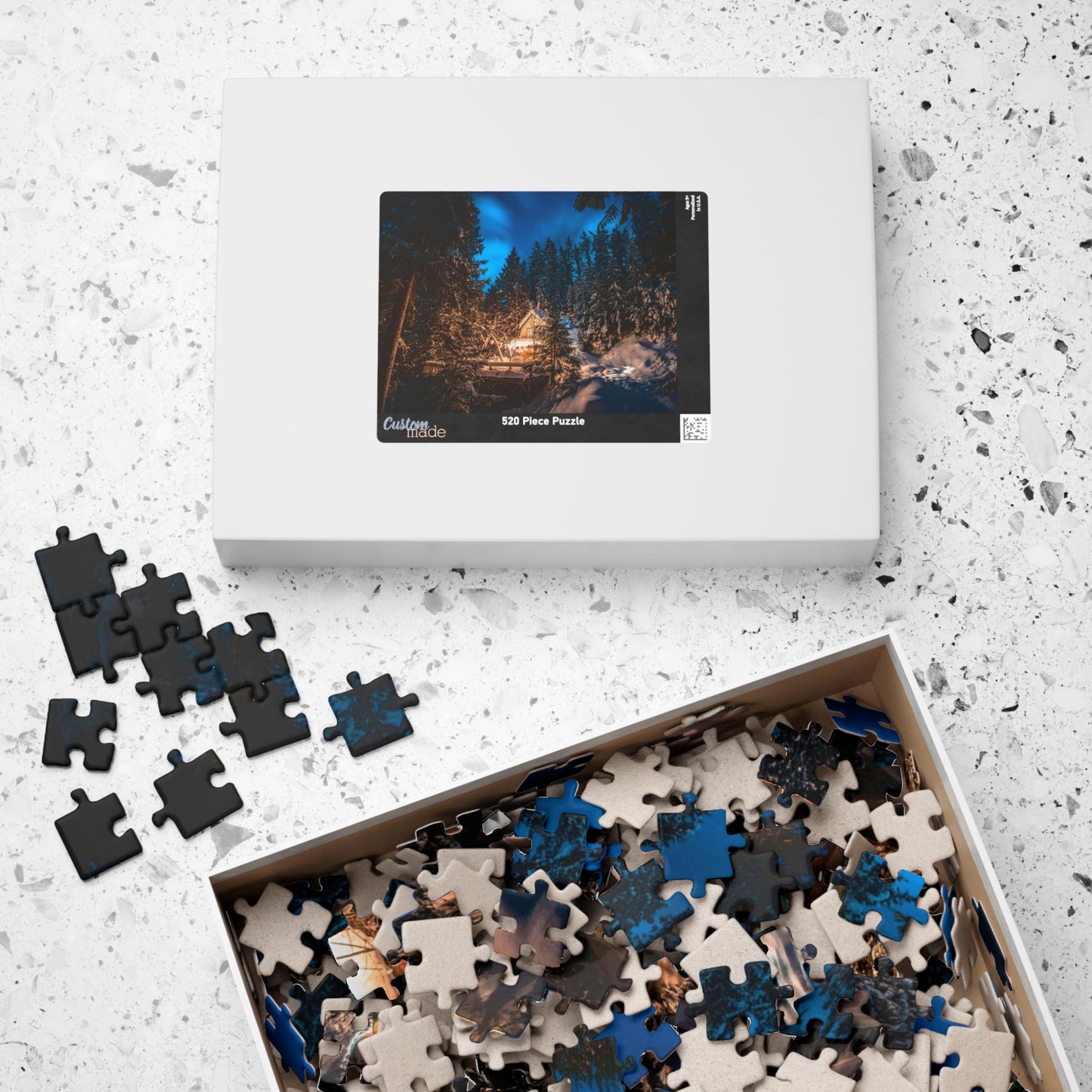 Experience the tranquility and beauty of nature with our Secluded Mountain Cabin Puzzle. With 110 to 1014 pieces, this puzzle offers a challenging and rewarding activity for puzzle enthusiasts. Piece by piece, reveal the serene mountain scenery and escape to your very own secluded cabin. Perfect for those seeking a peaceful escape from the busy world.