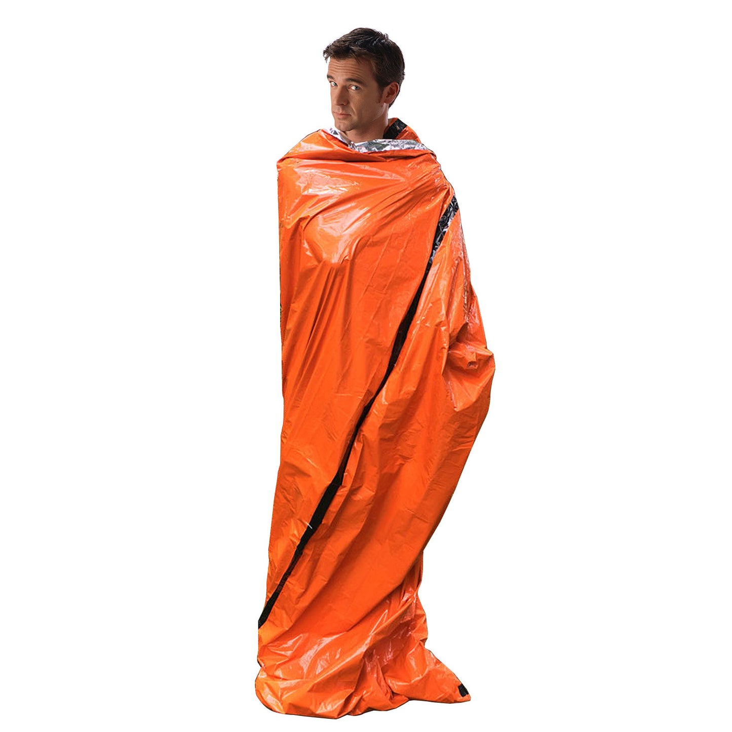 Stay prepared for unexpected outdoor situations with the Aluminum Film Emergency Sleeping Bag & Reflective Tent. Made with durable aluminum film, this product is designed to provide warmth and shelter in emergency situations.