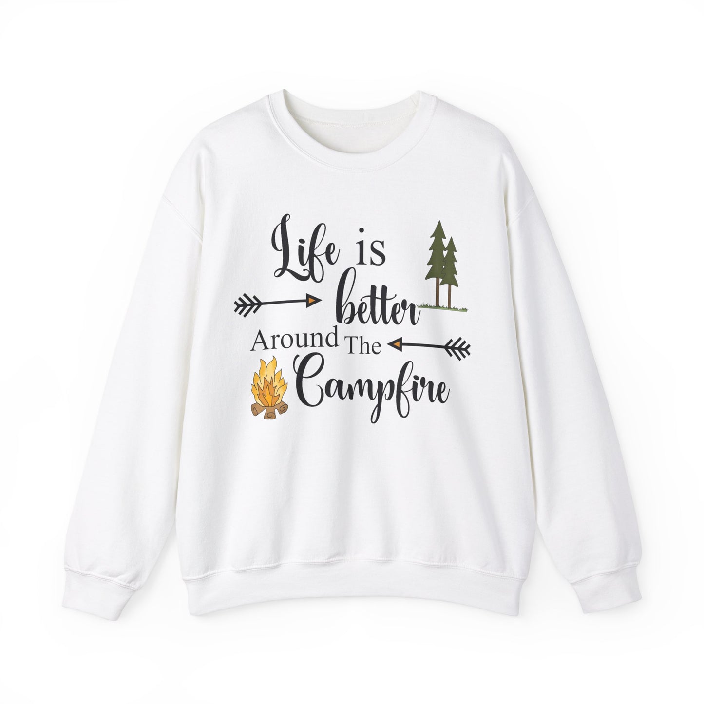 Experience the comforting warmth and camaraderie of a cozy campfire with our Life is Better Around the Campfire sweatshirt. Made with heavy blend fabric, it's perfect for cool evenings spent in the great outdoors. Get yours now and make every camping trip even more memorable!
