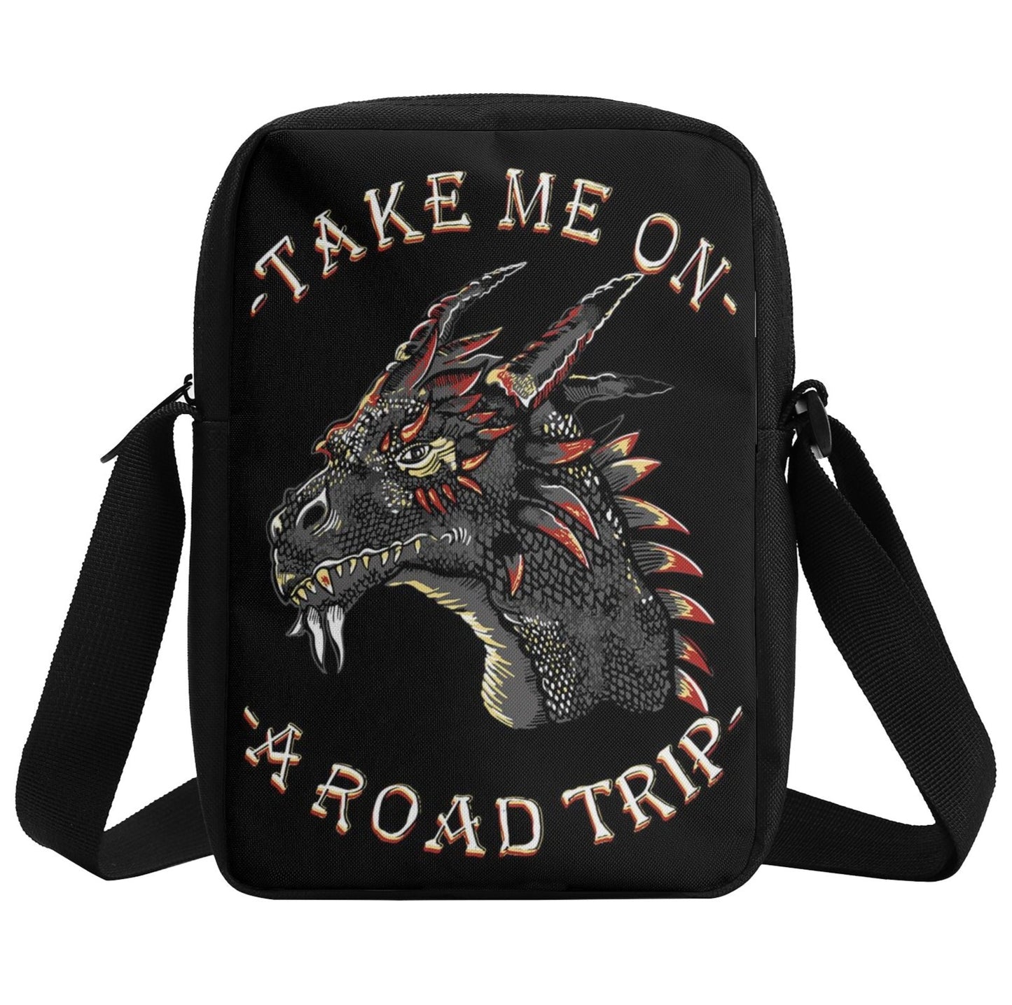 Take your style on the go with the Dragon Road Trip Cross-Body Bag, featuring bold dragon iconography and a spacious interior. This stylish bag has adjustable straps, so you can find your perfect fit effortlessly, while the secure zip-fastening will keep your items safe