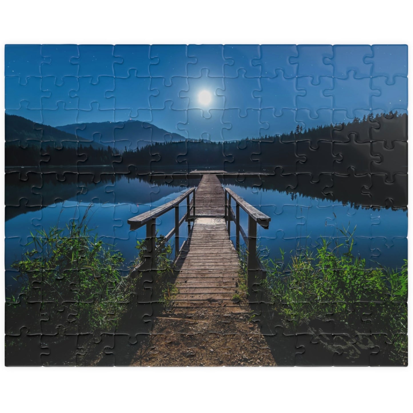 Experience the calming beauty of the Blue Moon At The Lake Puzzle. With 110 to 1014 pieces, this puzzle is perfect for all levels. Immerse yourself in the artistry of the blue moon reflecting on the serene lake, and feel the peace and tranquility it brings. A delightful challenge for any puzzle enthusiast.