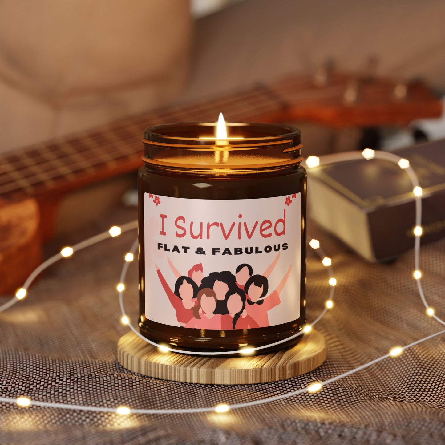 Find tranquil relaxation with I Survived Flat & Fabulous Scented Soy Candles. Filled with a calming scent and made from natural soy, these candles are perfect for unwinding after a stressful day. Let the gentle flicker of the flame melt your worries away.