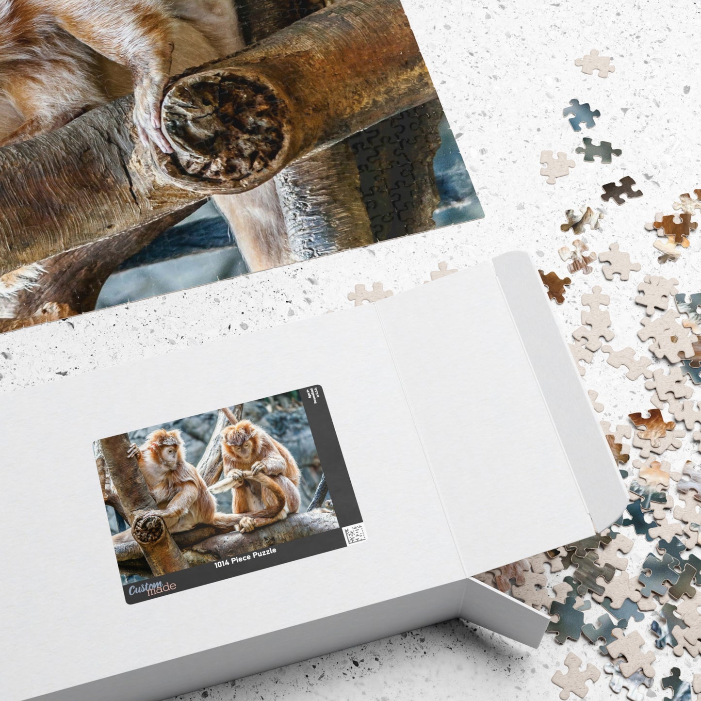 Get ready for endless fun with the Two Adorable Monkeys Puzzle! Featuring two playful monkeys in a stunning 110 to 1014 piece puzzle, this quirky and humorous puzzle is perfect for anyone who doesn't take themselves too seriously. With unique word play, double meanings, and a playful tone, this puzzle is sure to provide hours of entertainment.