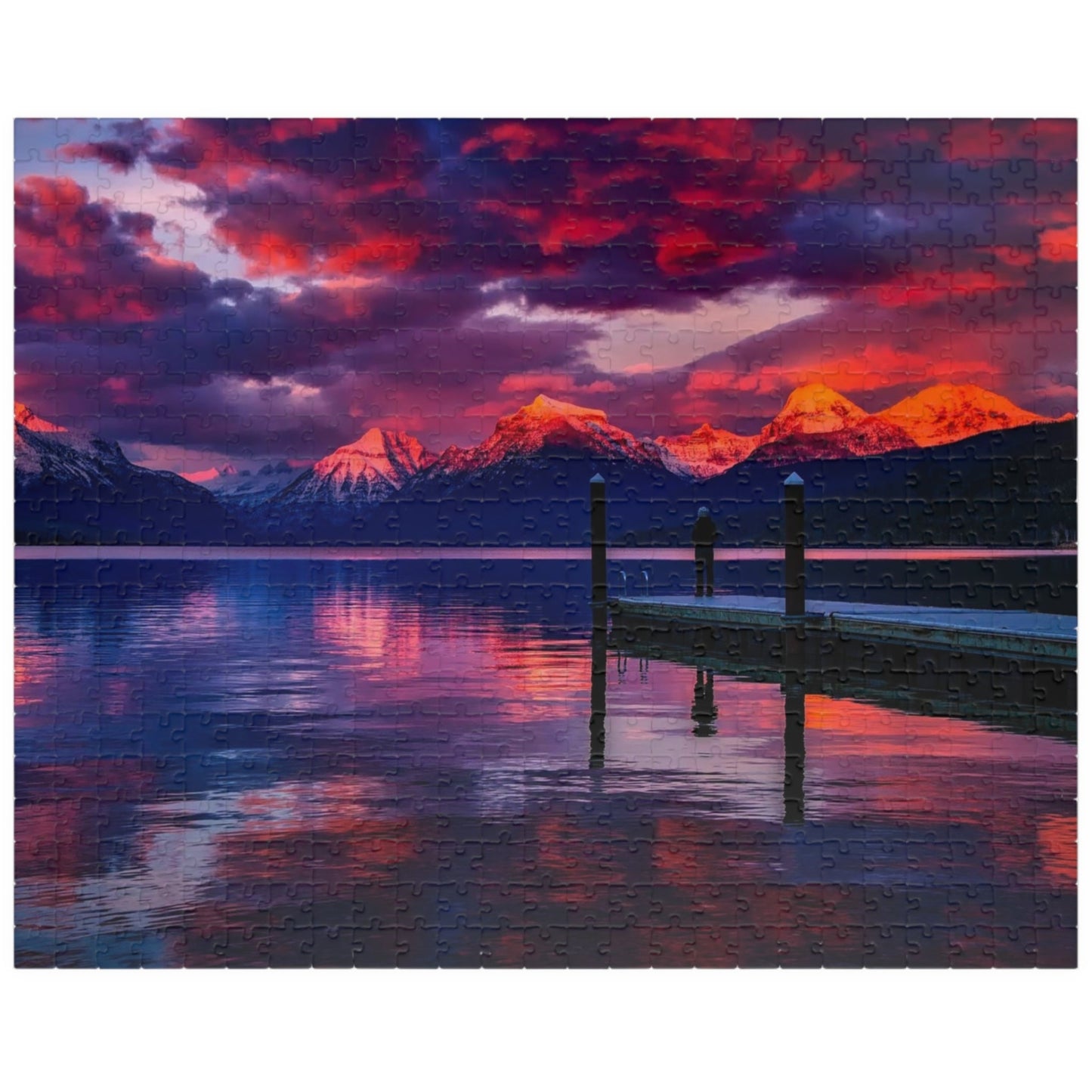 Experience the beauty of nature with our Pink Sunset at the Lake Puzzle! Assemble 110 to 1014 pieces to reveal a breathtaking scene of a pink-hued sunset over a tranquil lake. Perfect for puzzle enthusiasts and nature lovers alike.