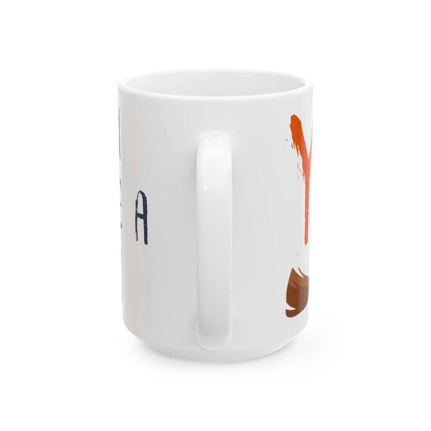White mug with a design on a white background