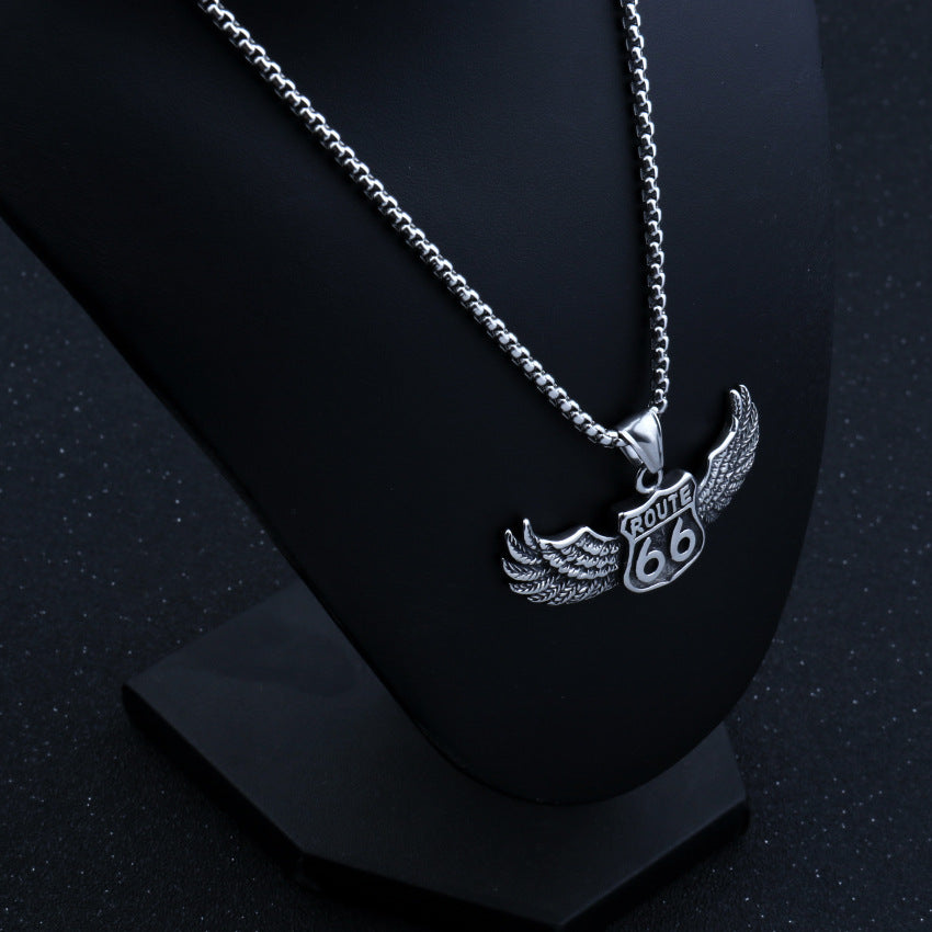 Fuel your wanderlust with the Route 66 Titanium necklace. Made from durable titanium, this necklace is perfect for those who love to travel and embrace new adventures. With its iconic design and strength, it's the perfect accessory to add to your collection. Let the road lead you with this necklace.