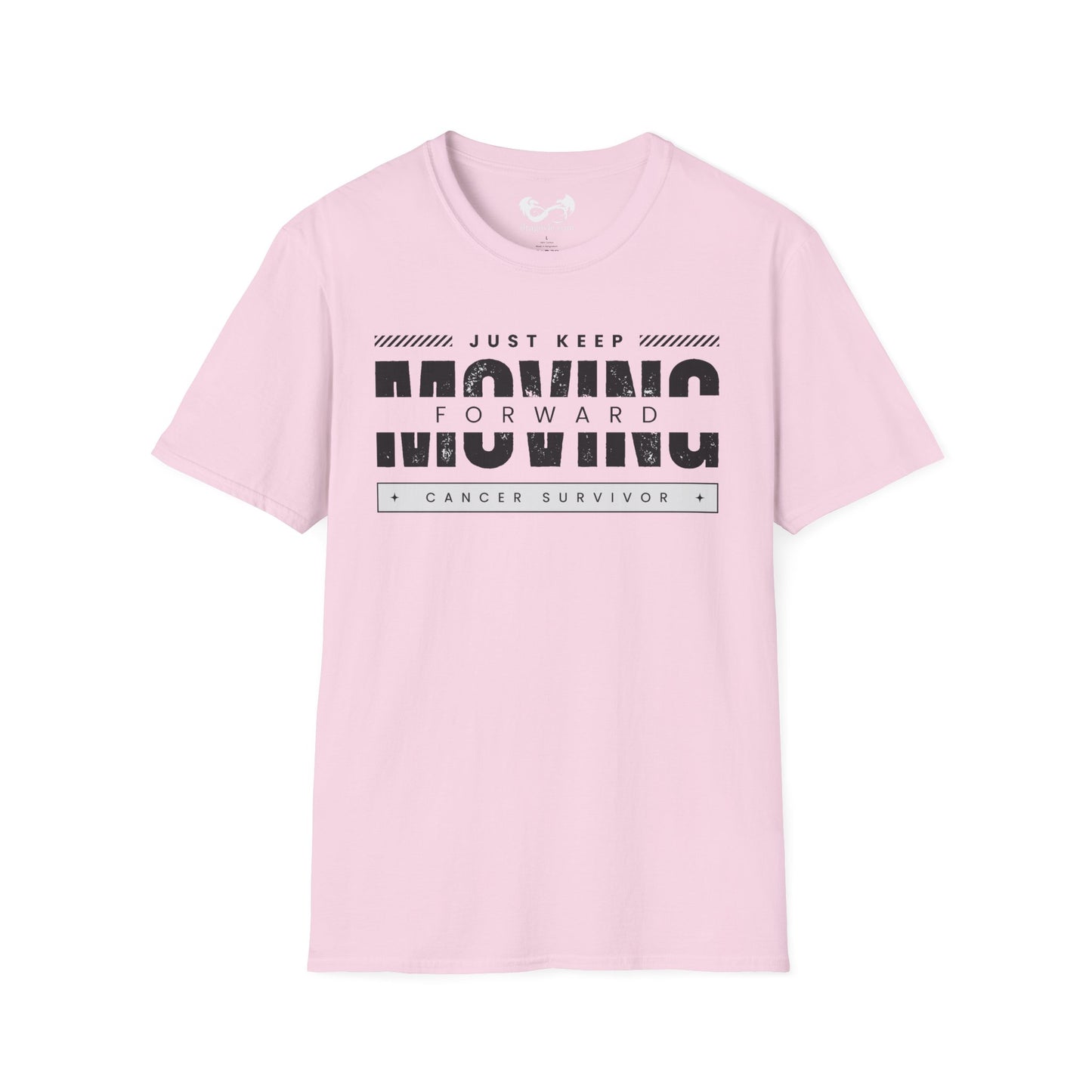 This unisex t-shirt is a canvas for self-expression, crafted for those who embrace resilience. With the phrase "Just Keep Moving Forward - Cancer Survivor" emblazoned across the chest, it celebrates strength and spirit.