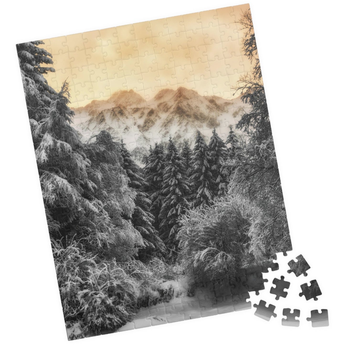 Escape into a magical winter wonderland with our Mystical Winter Mountains Puzzle. With 110 to 1014 pieces to assemble, this puzzle will offer hours of meditative relaxation and a sense of accomplishment once completed. Perfect for puzzle enthusiasts and those in need of a calming activity.