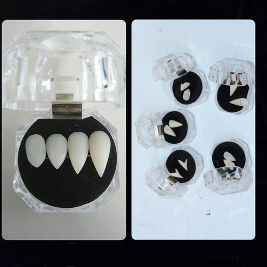 Transform your smile with Vampire Fangs Tooth Caps, perfect for adding a thrilling, spooky touch to your look. These easy-to-wear caps create a striking vampire aesthetic, ideal for costumes, parties, and Halloween events.