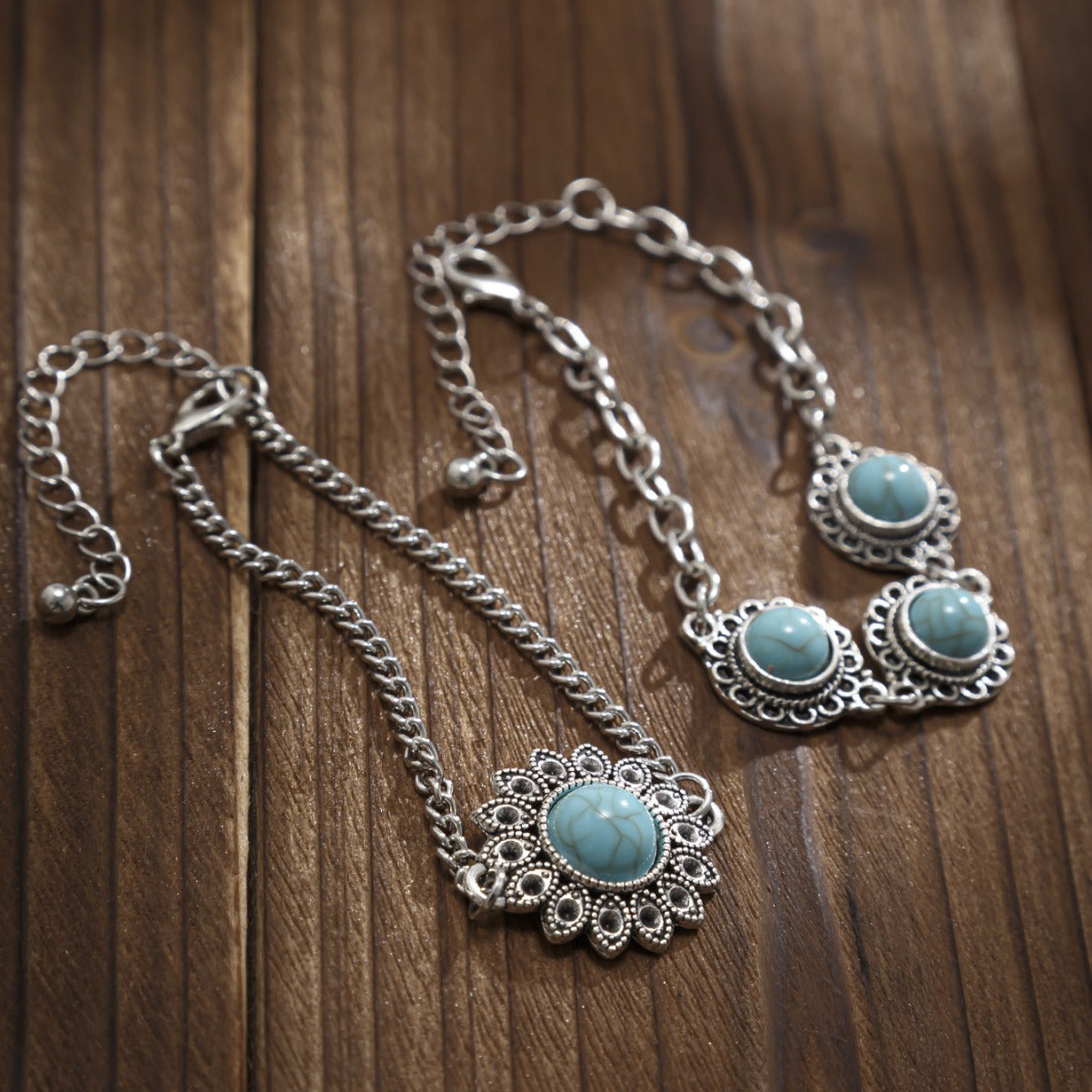 Indulge in elegant nostalgia with our Retro Style Turquoise Bracelet Set. This luxurious set features vintage-inspired designs and stunning turquoise stones, adding a touch of timeless sophistication to any outfit. Elevate your style with these exquisite bracelets that will make you feel like a true fashion icon.