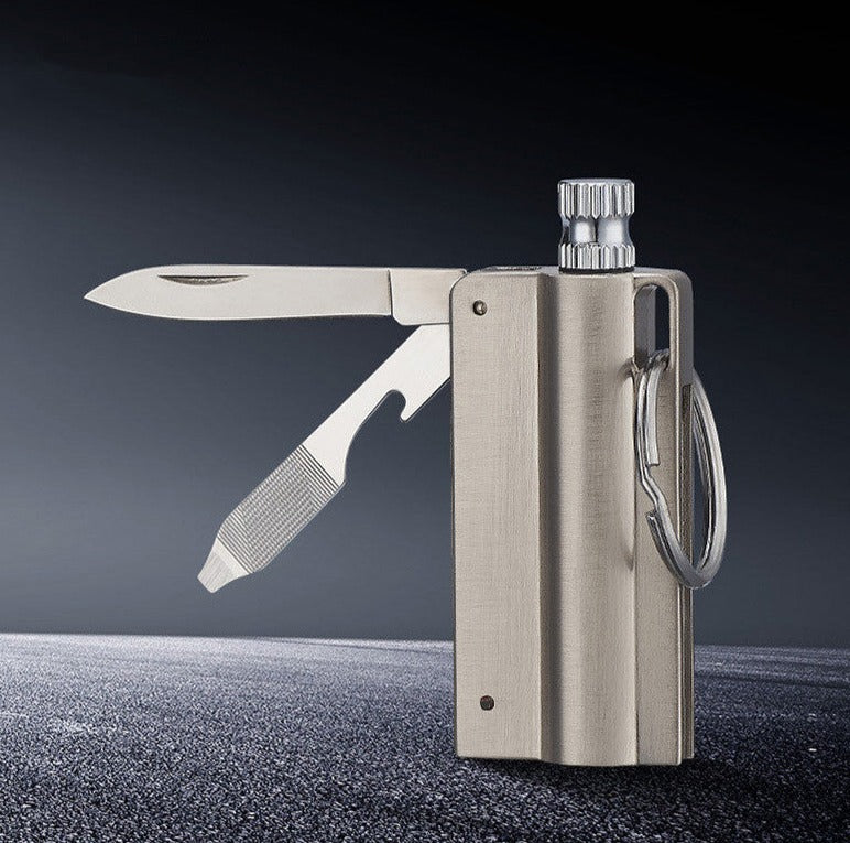 Be ready for whatever comes your way with the 10000 Use Match With Knife Keyring. This essential survival gear is perfect as an emergency kit, giving you reliable protection and convenience in any situation. Durable and lightweight, this keyring comes with a knife and a 10000 use match.