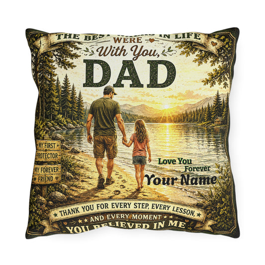 Personalized Blessings In Life With Daughter 2-Sided Scenic & Classic Father’s Day Pillow