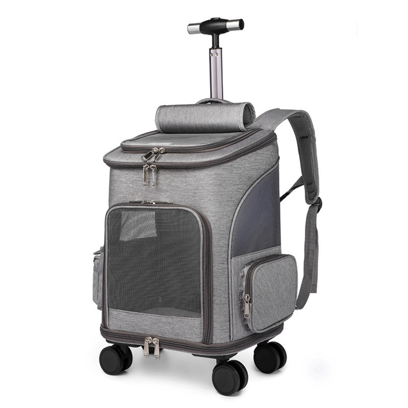 Introducing the Portable Folding Trolley Pet Backpack - the perfect solution for pet owners on the go! With its lightweight and compact design, this backpack not only provides convenience but also ensures your pet's comfort. Take your furry friend on all your adventures with ease and style!