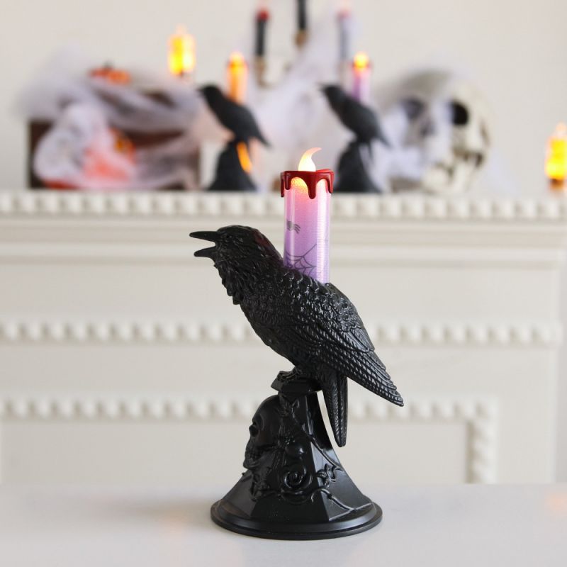 100337d8e632e58f8417690198a0a092 Dare to light up your Halloween with our Crow Candle Stick Light! This unique centerpiece features a creepy crow perched on a candle stick, adding a touch of spooky sophistication to your decor. Enhance the eerie ambiance and thrill your guests with this bold addition. Order now!