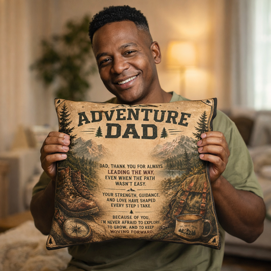 Fun Playful Adventurous Double Sided DAD Pillow